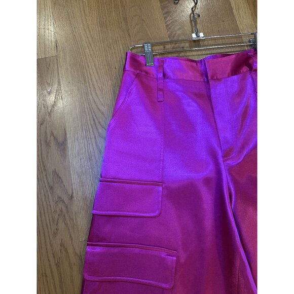 FRAME Magenta Cargo Pants Size 4 – High Rise Utility Trouser Trendy Statement Pa - Picture 11 of 13